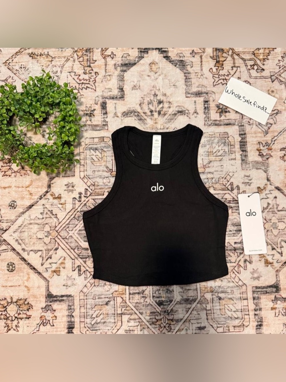 ALO Yoga Black Cropped Ribbed Tank Top